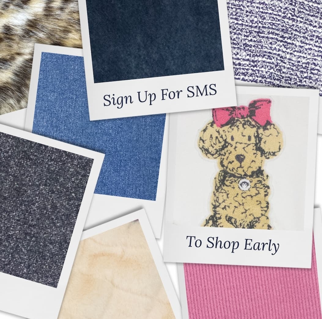 Swatches with text sign up for SMS to shop early