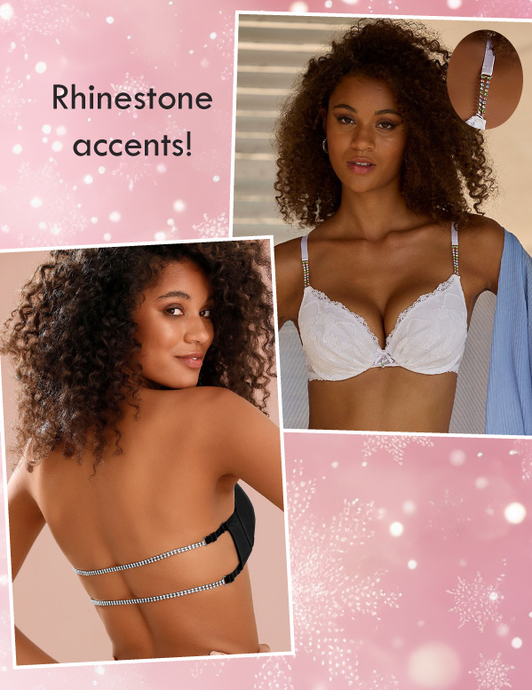 Rhinestone accent features on lingerie pieces