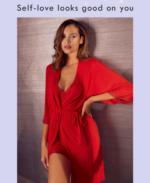 Self-love looks good on you | Red lace trim robe | 