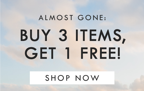 ALMOST GONE: BUY 3 ITEMS, GET 1 FREE! SHOP NOW