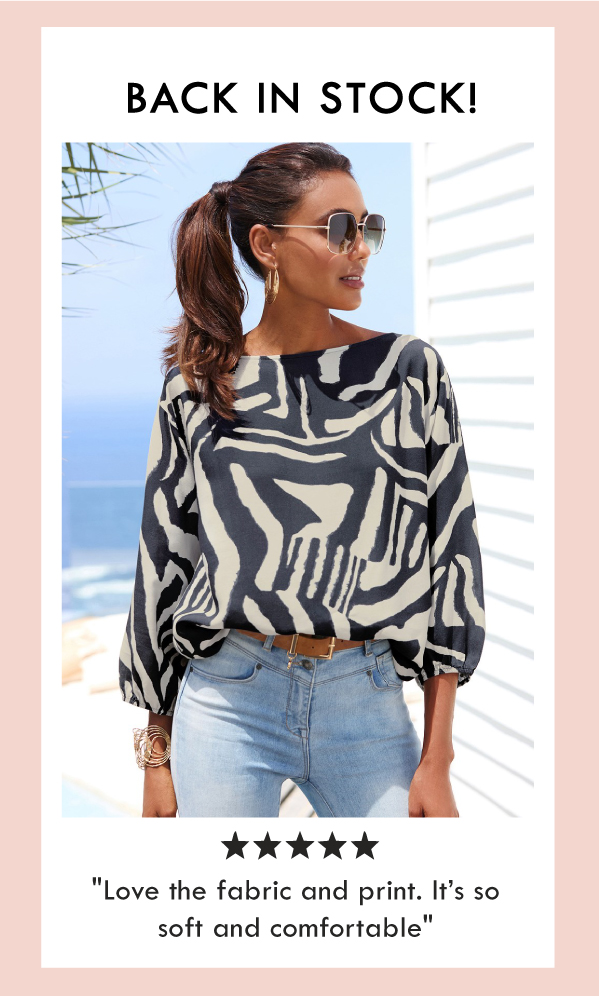 BACK IN STOCK! 5 star review: Love the fabric and print. It's so soft and comfortable