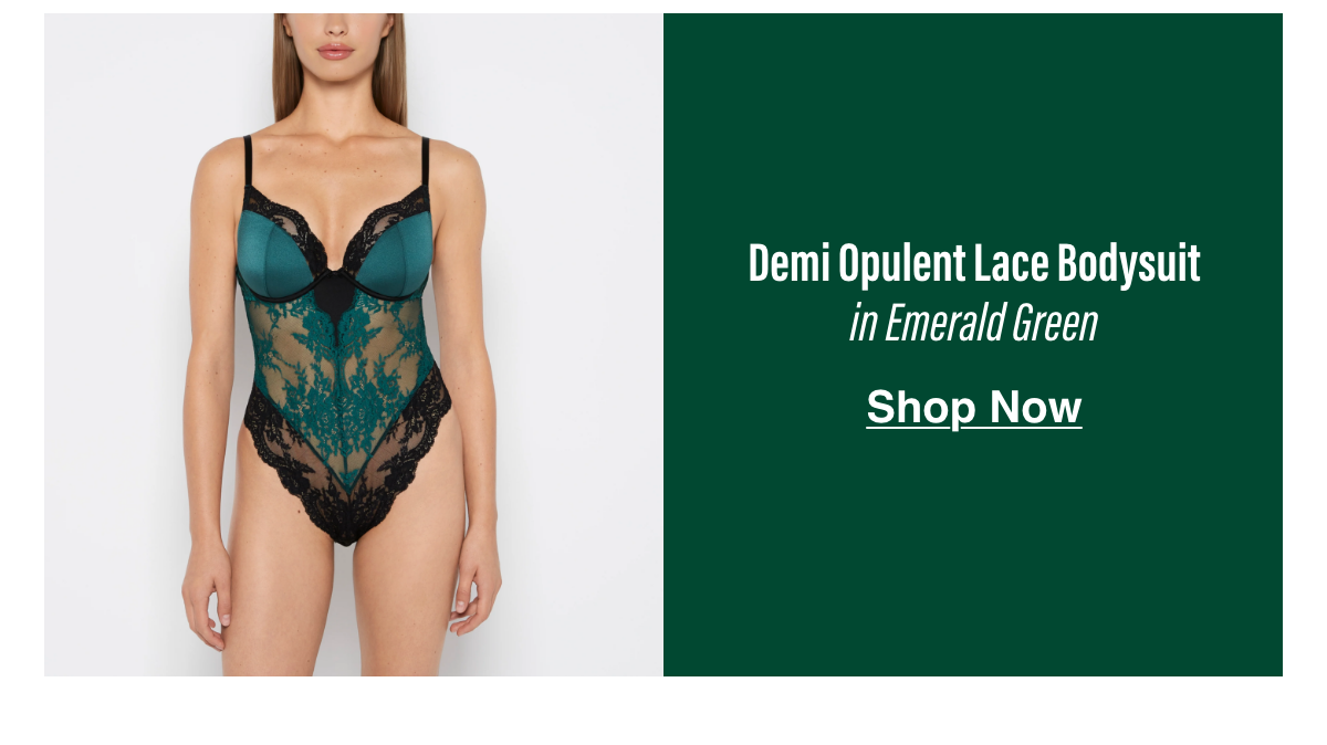 Demi Opulent Lace Bodysuit in Emerald Green