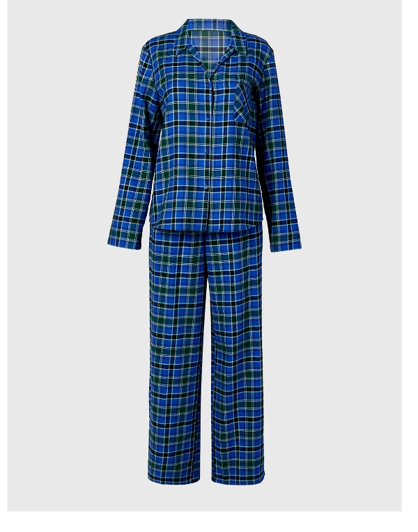 Flannel Sleep Set in Blue Montreal Plaid
