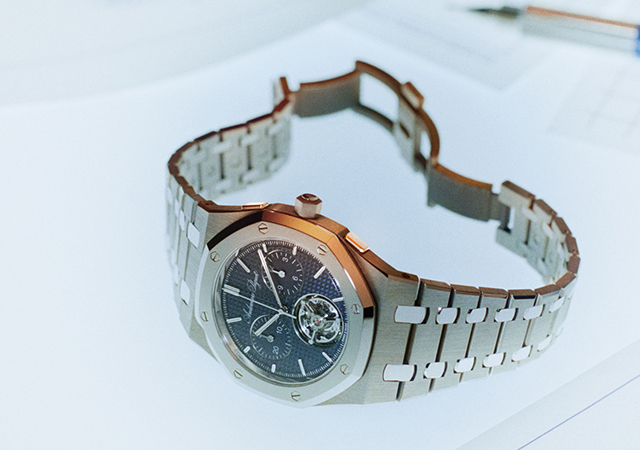 Close up of a Royal Oak watch.