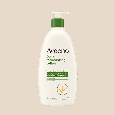 Aveeno® Daily Moisturizing Body Lotion for Normal to Dry Skin, Moisturizer with Soothing Prebiotic Oat, Non Greasy, Non Comedogenic, Fragrance Free Body Lotion for Women & Men, 18 Fl oz
