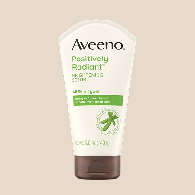 Aveeno® Positively Radiant Skin Brightenting Exfoliating Daily Face Wash Scrub, Gentle with Moisture-rich Soy Extract, Helps Improve Skin Tone & Texture, Oil- & Soap-Free, Hypoallergenic, 5 oz