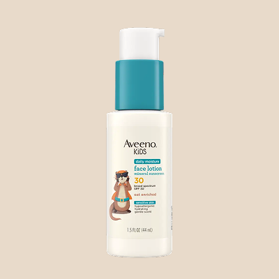 Aveeno® Kids Daily Moisture Face Lotion & Mineral Sunscreen with SPF 30, Oat Enriched Face Moisturizer for Kids & Broad-Spectrum Sun Protection for Sensitive Skin, Hypoallergenic, 1.5 fl oz