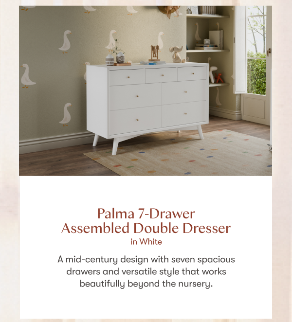 Palma 7-Drawer Assembled Double Dresser in White