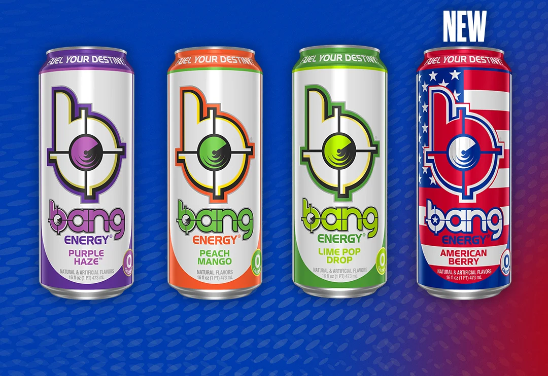 Bang Energy cans. New American Berry.