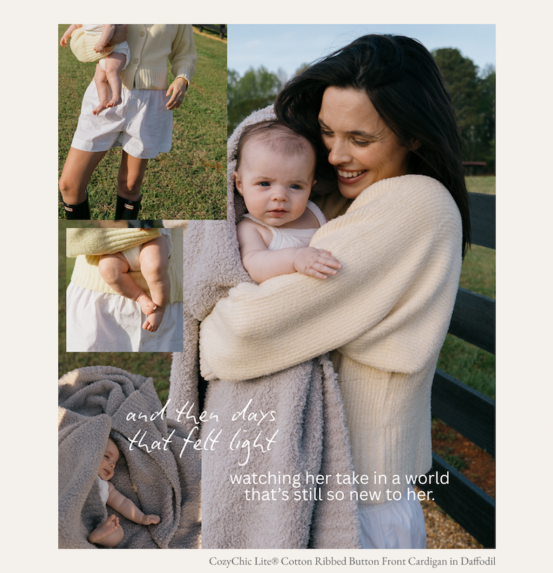 and then days that felt light, watching her take in a world that's still so new to her. | CozyChic Lite® Cotton Ribbed Button Front Cardigan in Daffodil