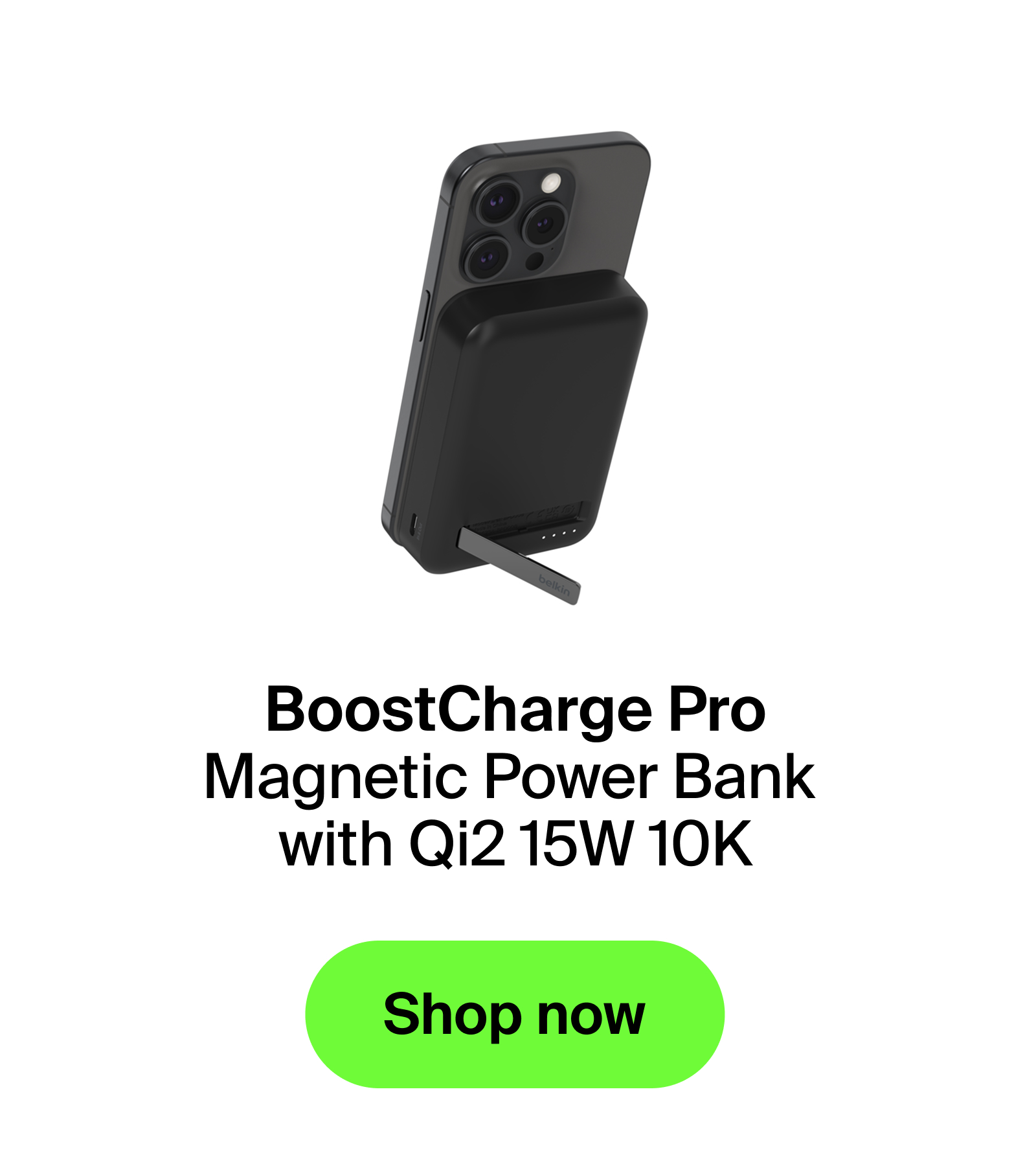 Magnetic with a kickstand. In black.