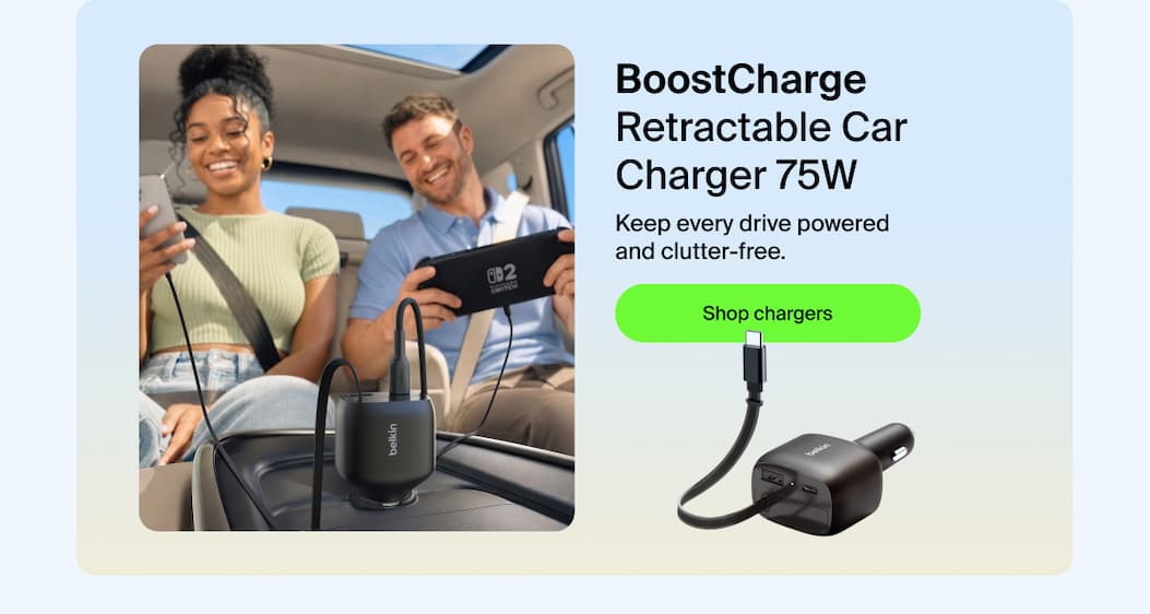 4.9 star BoostCharge Retractable Car Charger 75W