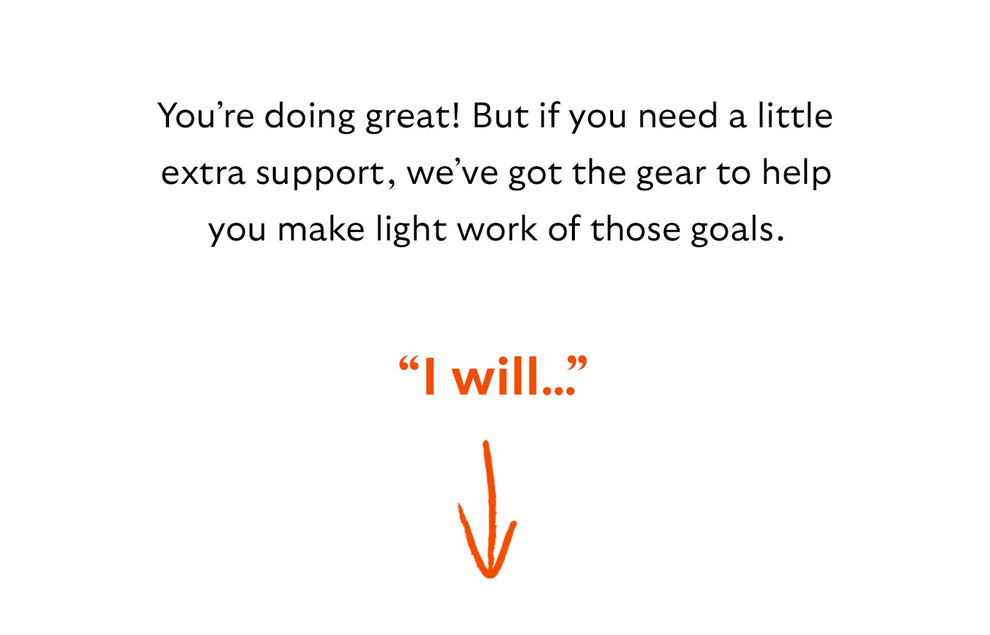 You’re doing great! But if you need a little extra support, we’ve got the gear to help you make light work of those goals.