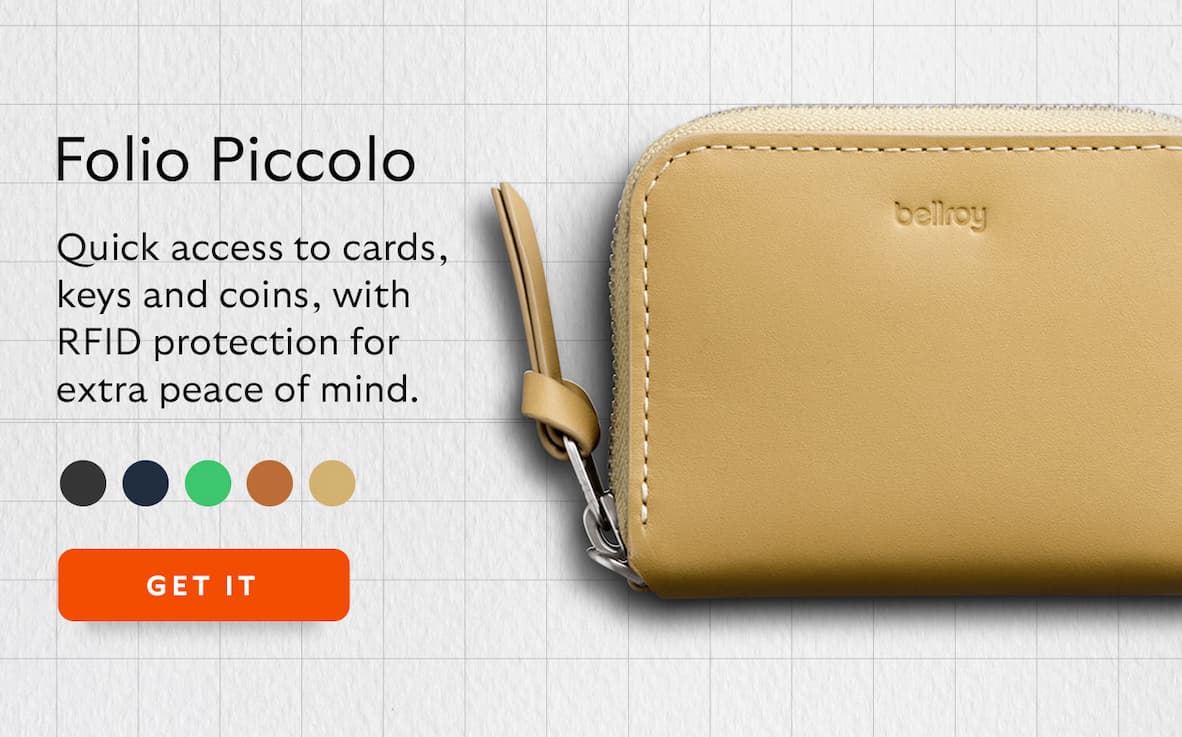 [Product name] Folio Piccolo [Blurb] Quick access to cards, keys and coins, with RFID protection for extra peace of mind.