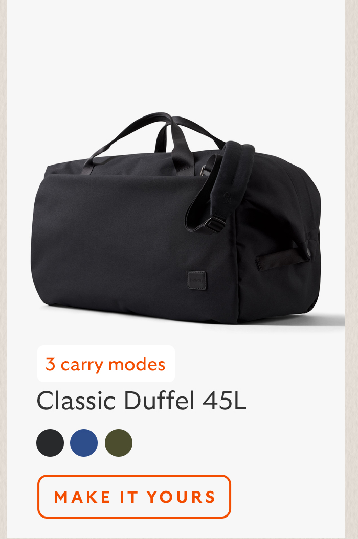 [Product name] Classic Duffel 45L [Starburst] 3 carry modes CTA Make it yours