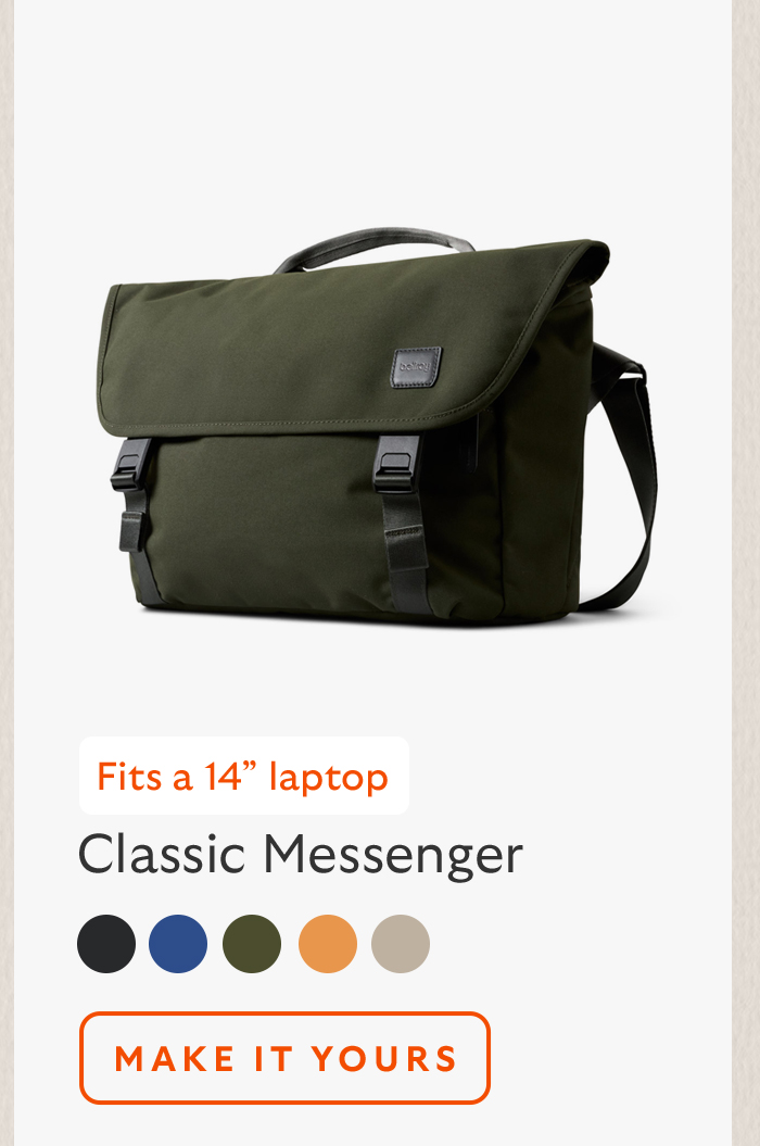 [Product name] Classic Messenger | NEW [Starburst] Fits a 14” laptop CTA Make it yours