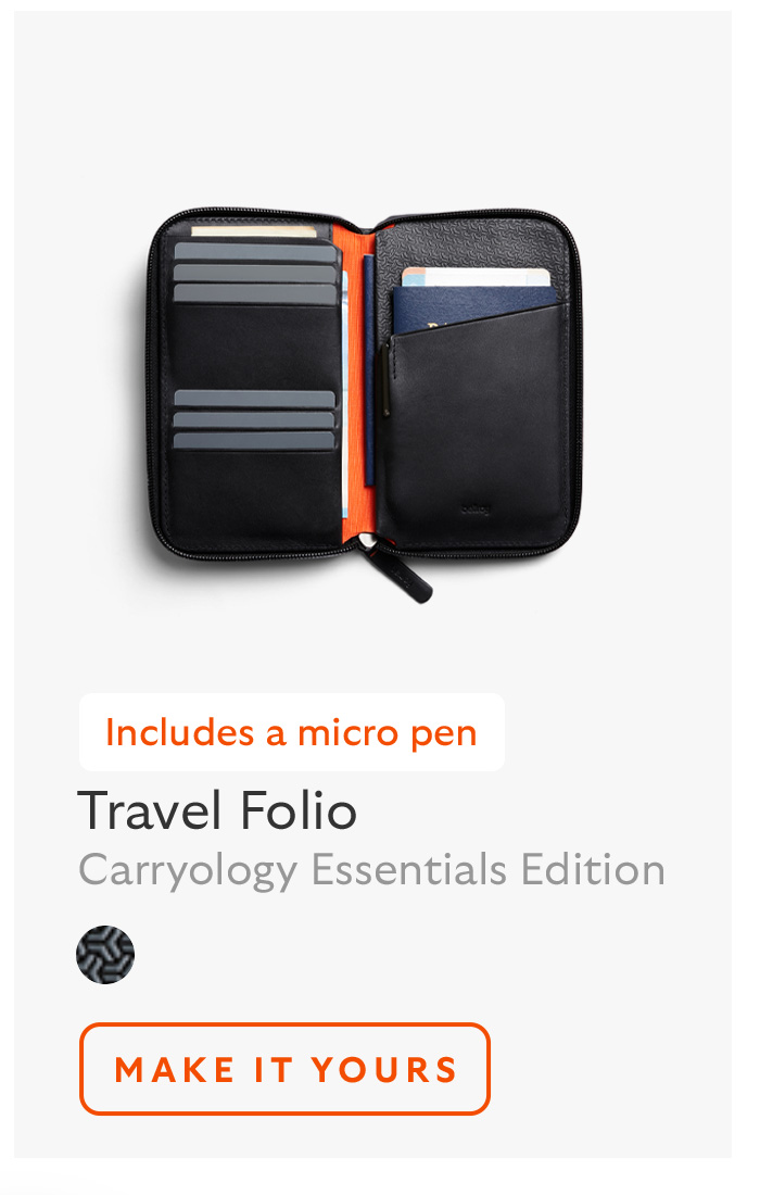 [Product name] Travel Folio – Carryology Essentials Edition [Starburst] Includes a micro pen CTA Make it yours