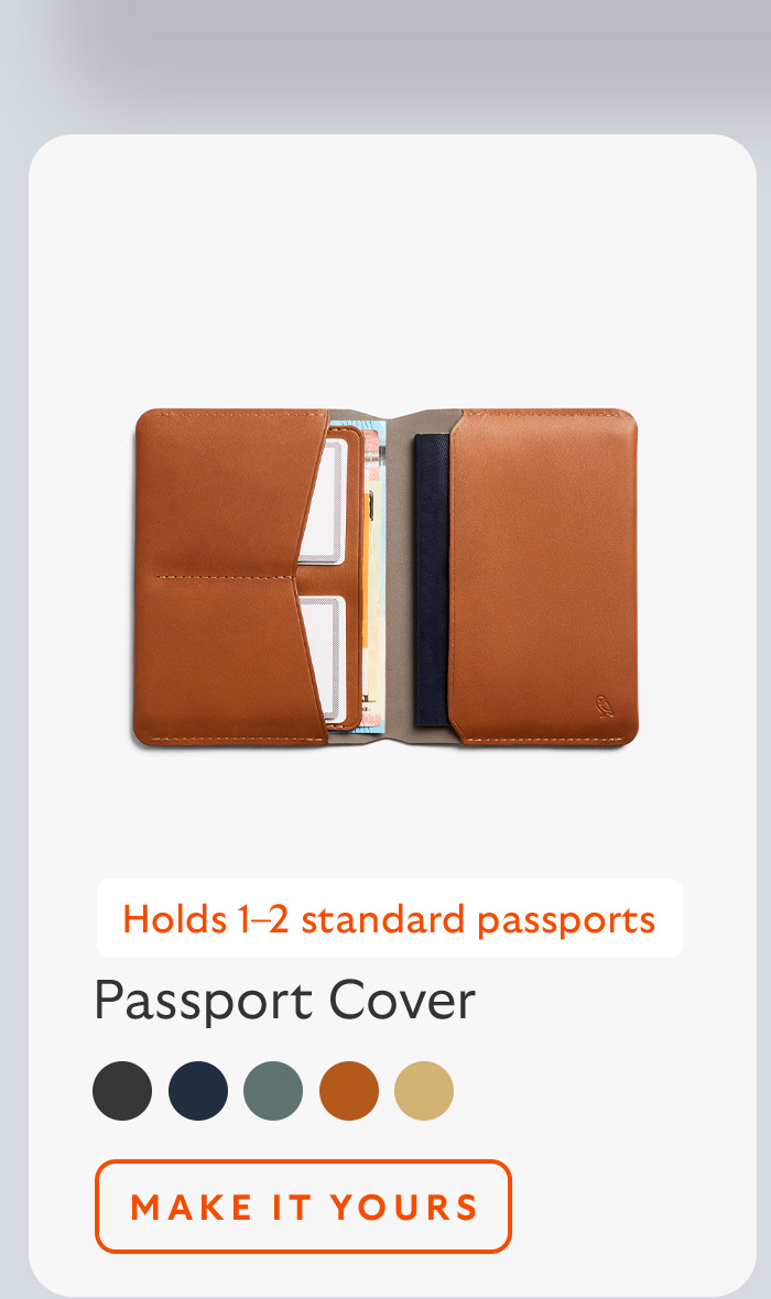 [Product name] Passport Cover [Starburst] Holds 1–2 standard passports [CTA] Make it yours