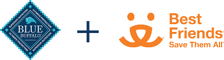 Blue Buffalo Shield Logo + Best Friends Save Them All Logo