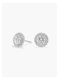 Halo Lab Grown Diamond Earrings In 14K White Gold (1 1/4 Ct. tw. - F-G / VS2-SI1)