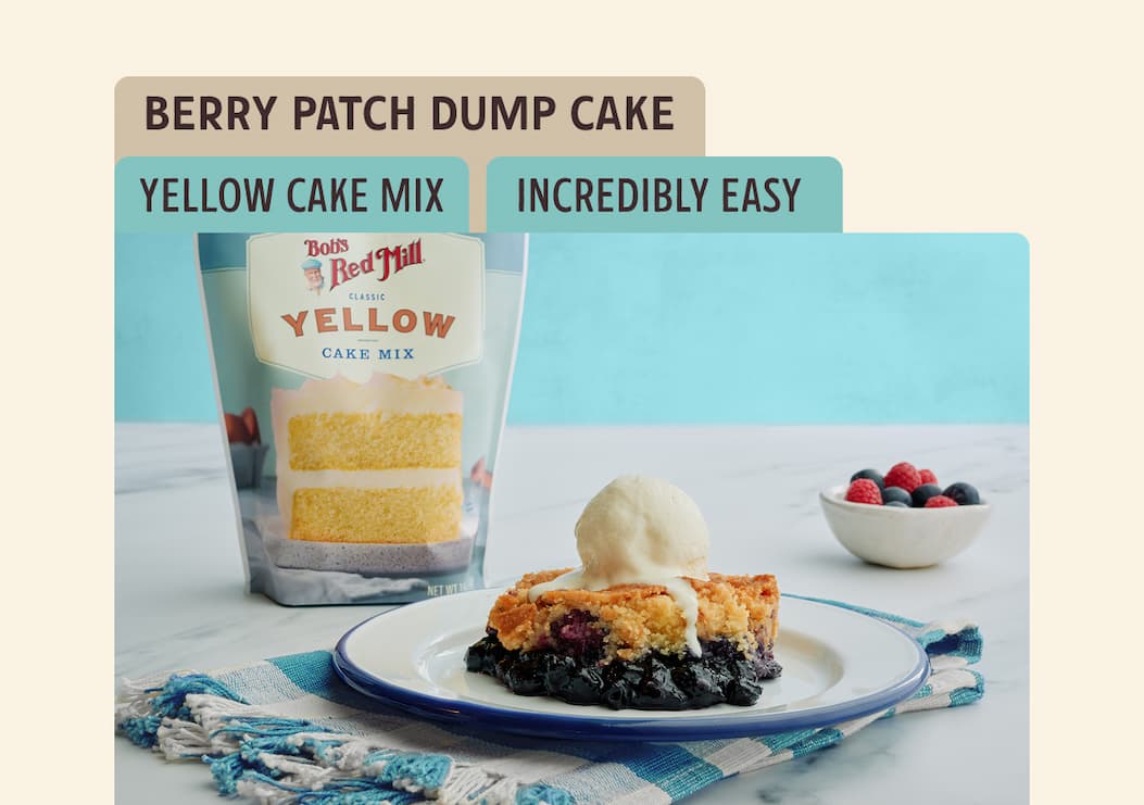 Berry Patch Dump Cake made with Bob's Red Mill Yellow Cake Mix.