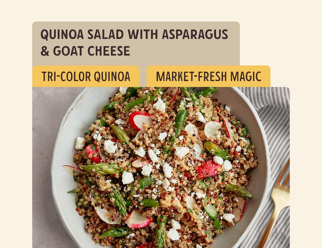 Quinoa salad with Asparagus and Goat Cheese made with Bob's Red Mill Organic Quinoa