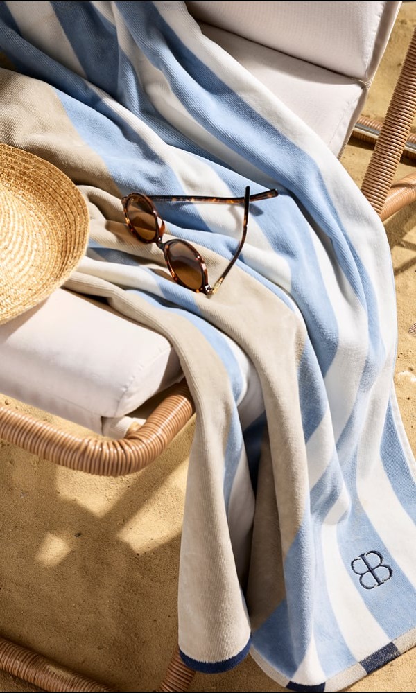 FREE Turkish Cotton Beach Towel Redeem in-cart orders of $599+, while supplies last. Available in Hydran gea Harbor Stripe. Shop to redeem.