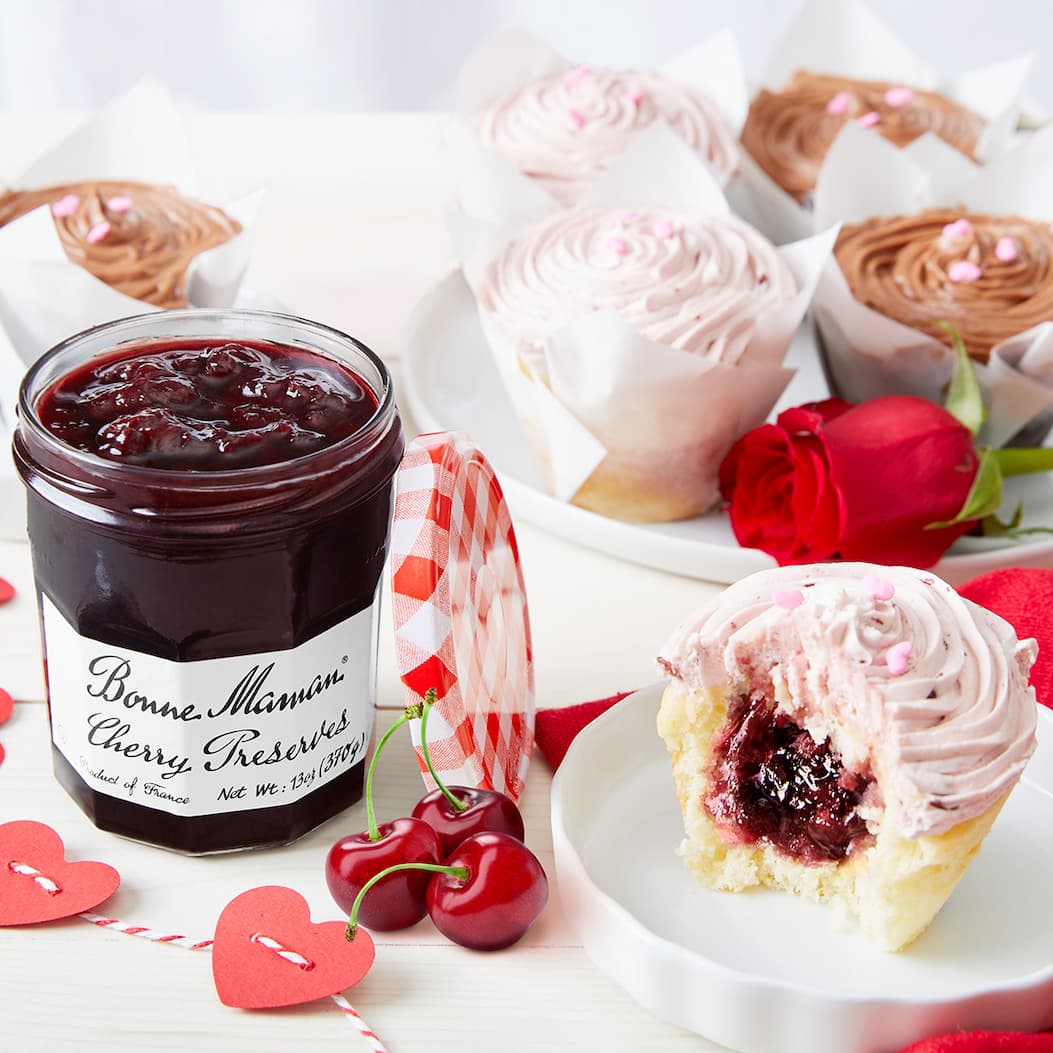 Cherry Filled Vanilla Cupcakes