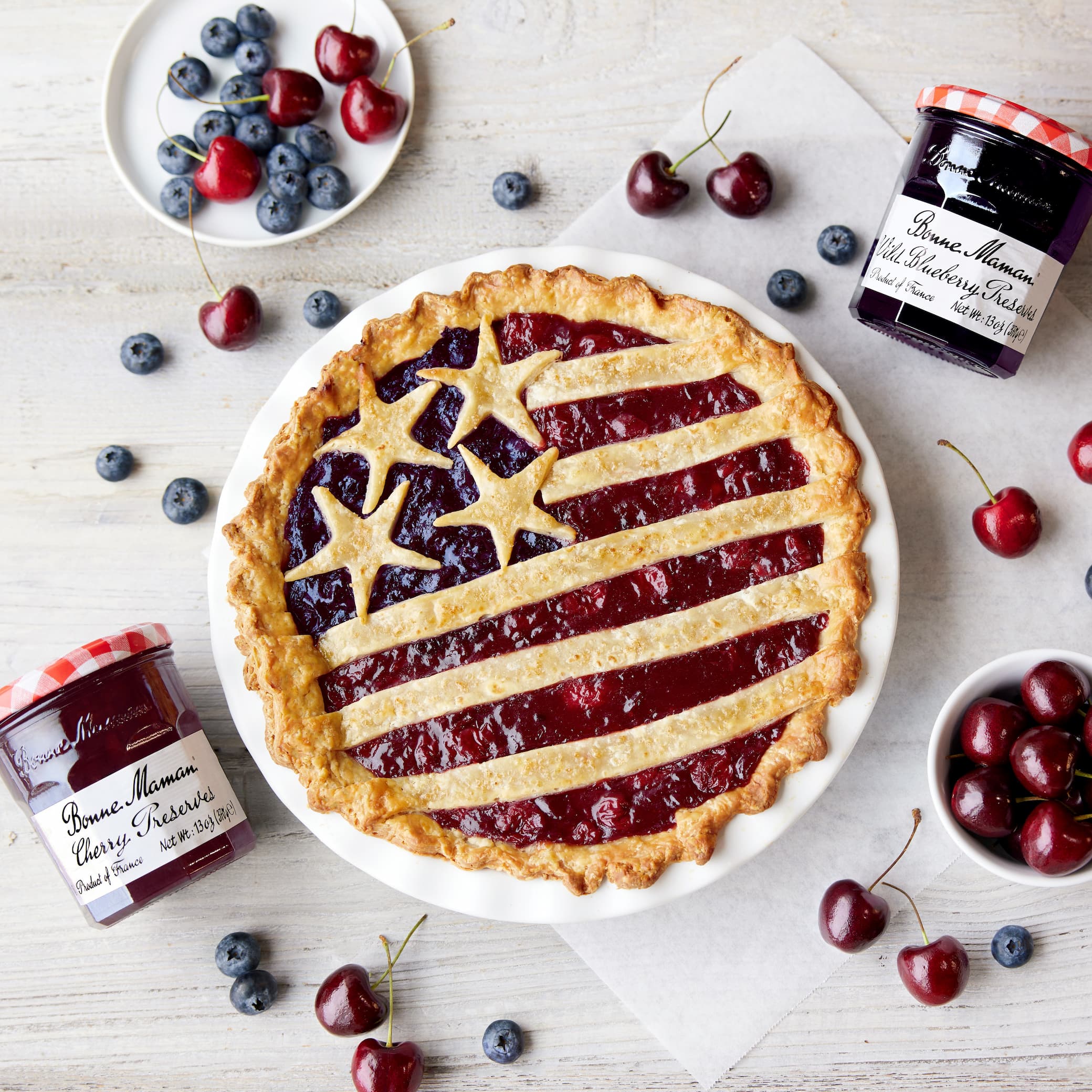 Blueberry-Cherry Flag Pie