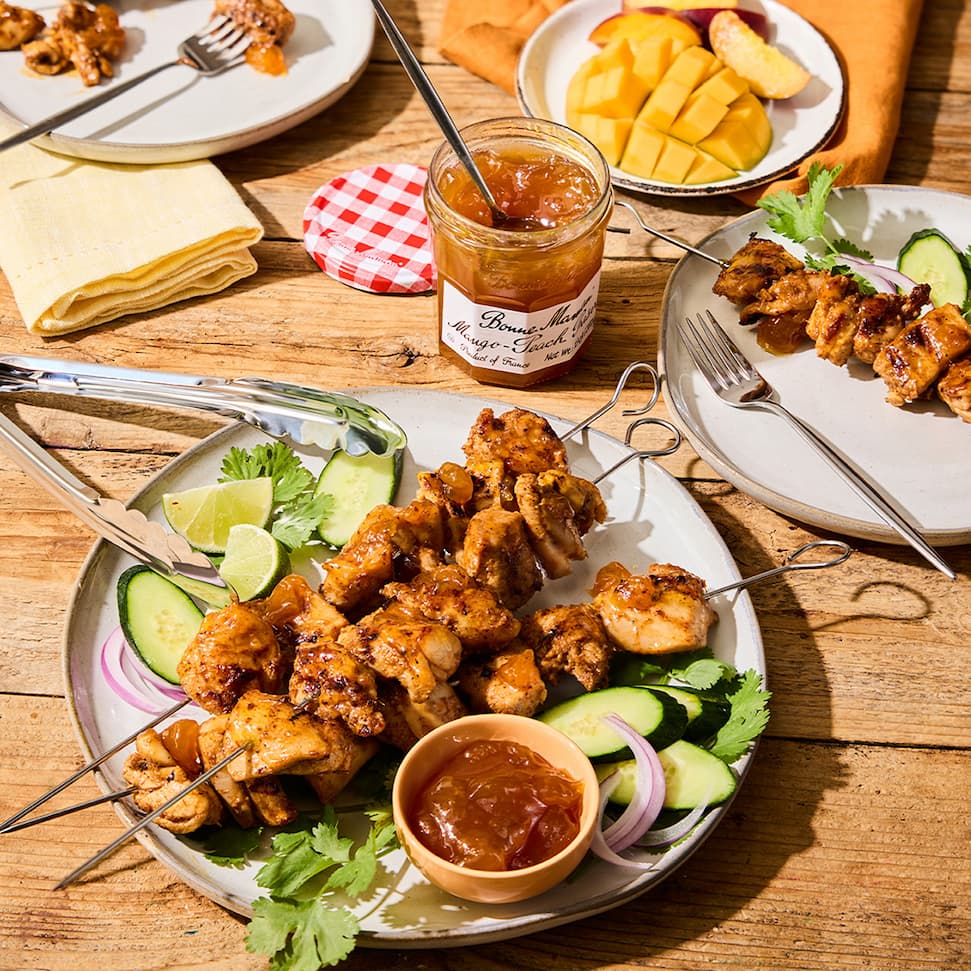 Chicken Satay with Mango-Peach Preserves