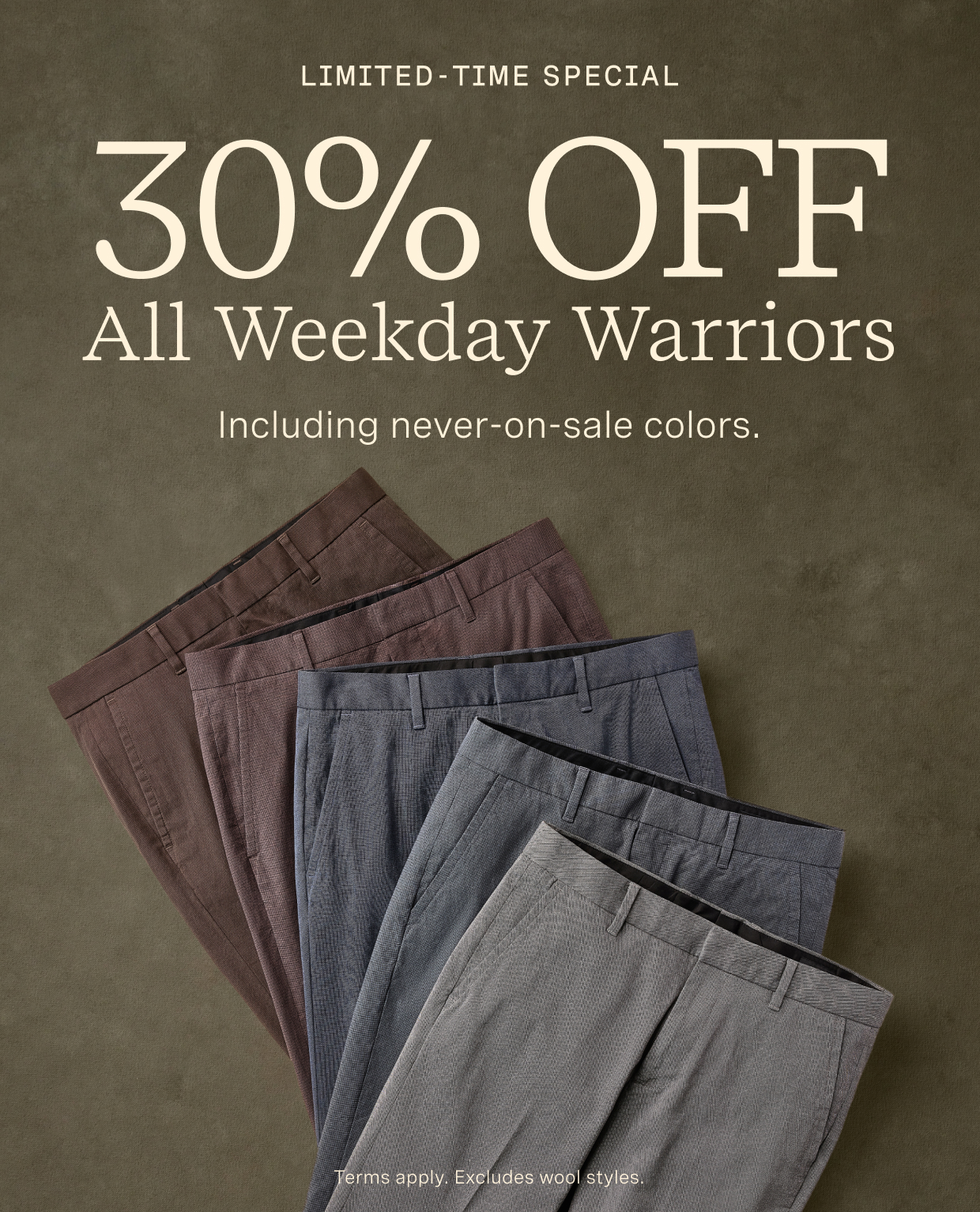 30% Off Weekday Warrior Dress Pants