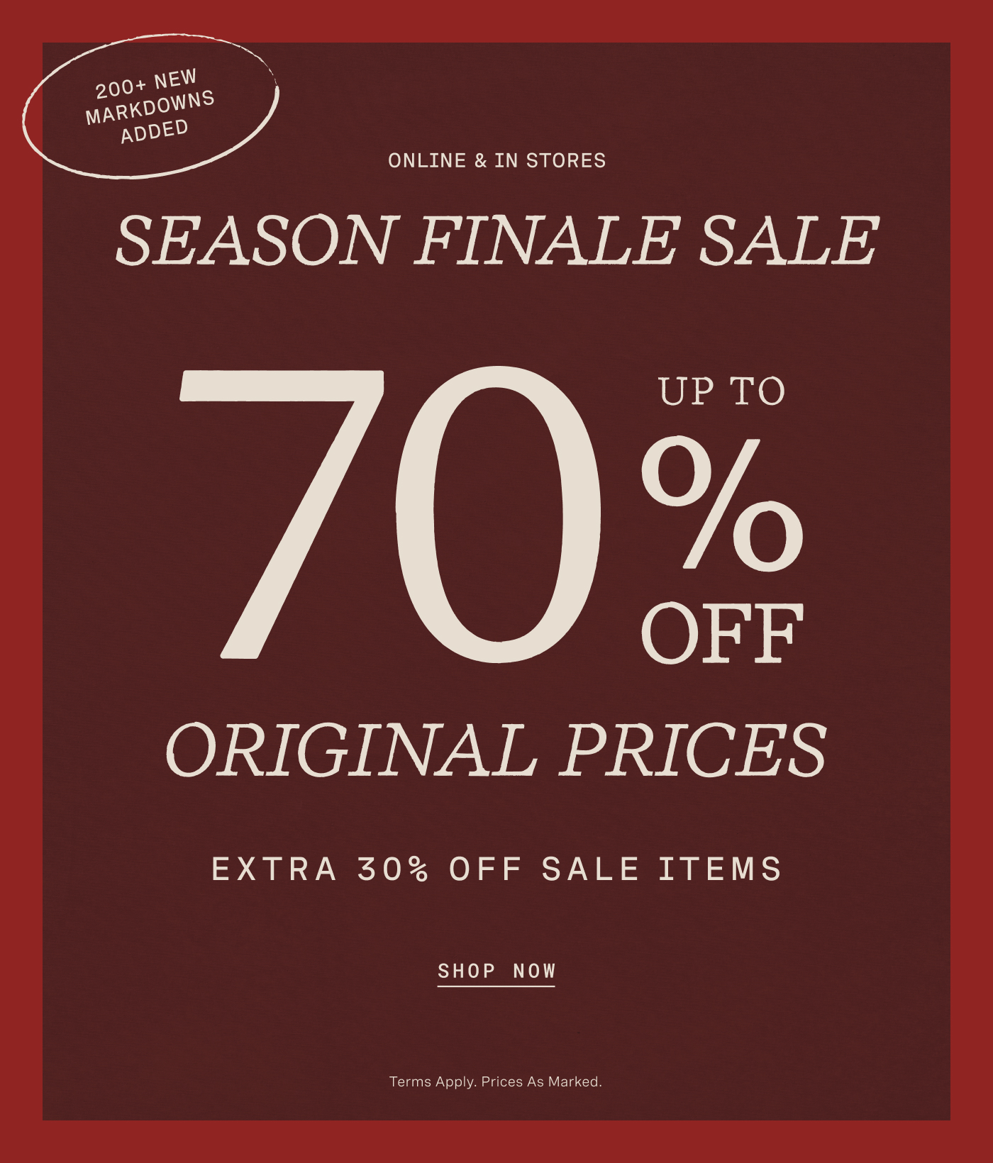 70% Off Holiday Sale