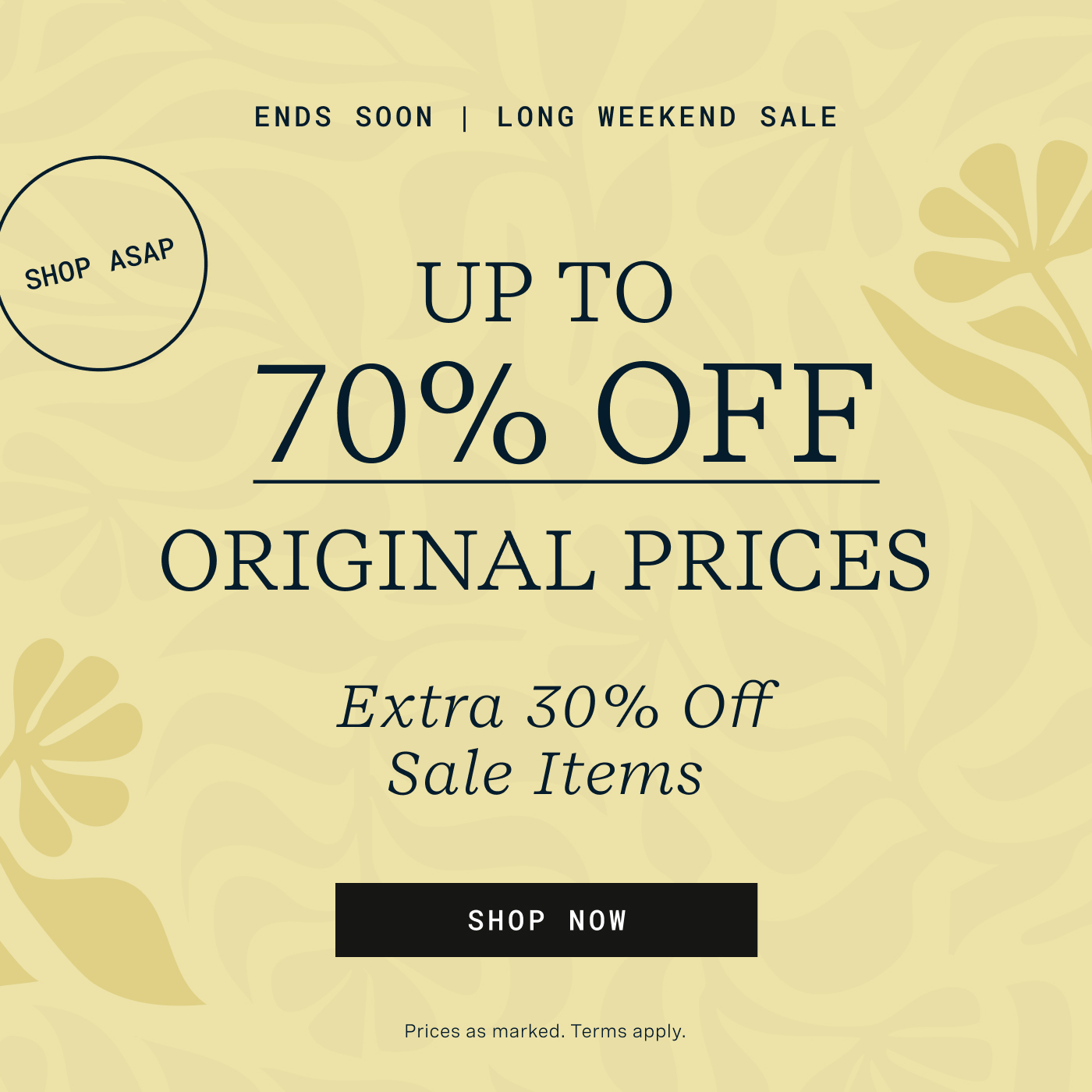 Extra 30% Off Sale Ends Soon Shop Sale