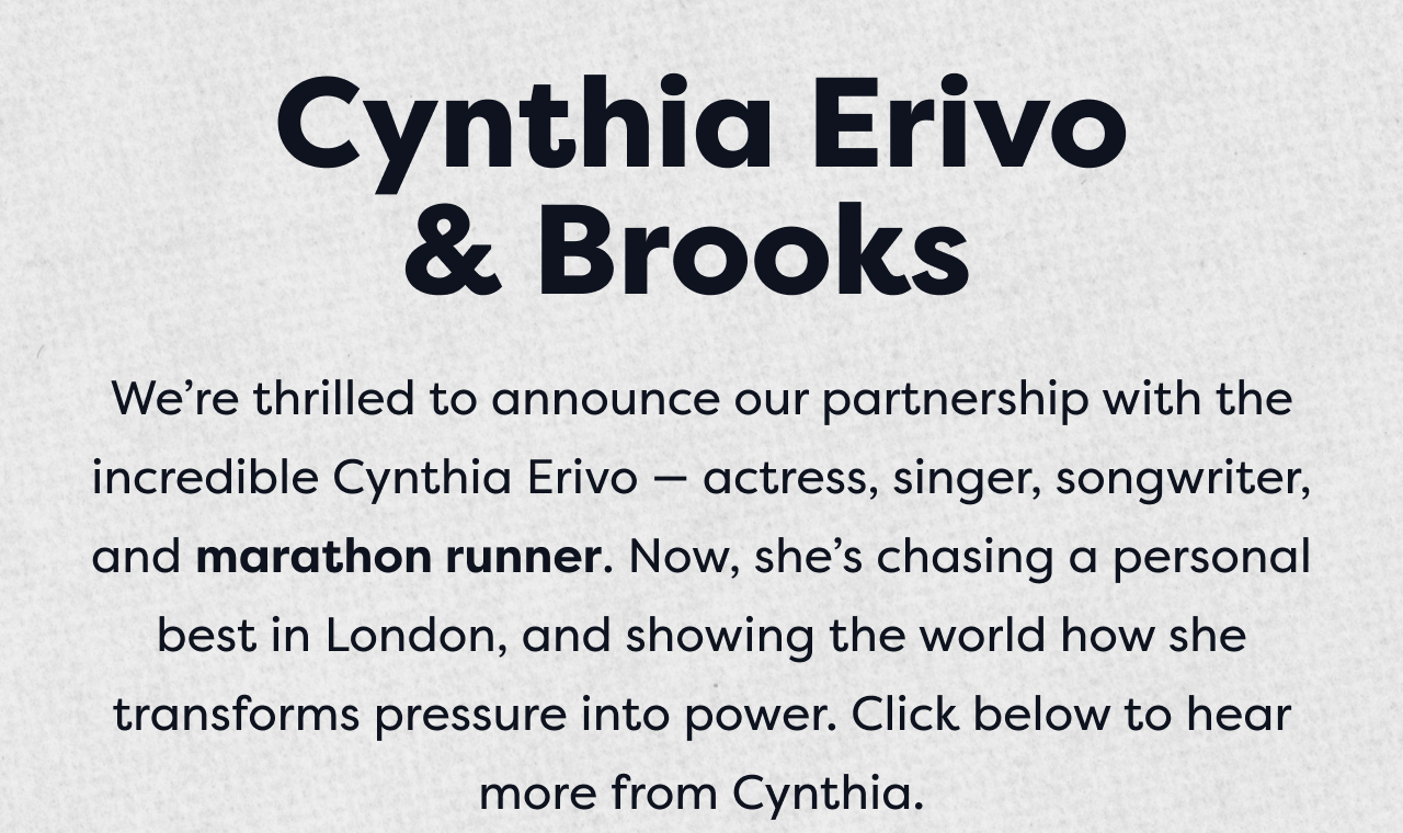 We're thrilled to announce our partnership with the incredible Cynthia Erivo - actress, singer, songwriter, and marathon runner. Now, she's chasing a personal best in London, and showing the world how she transforms pressure into power. Click below to hear more from Cynthia.