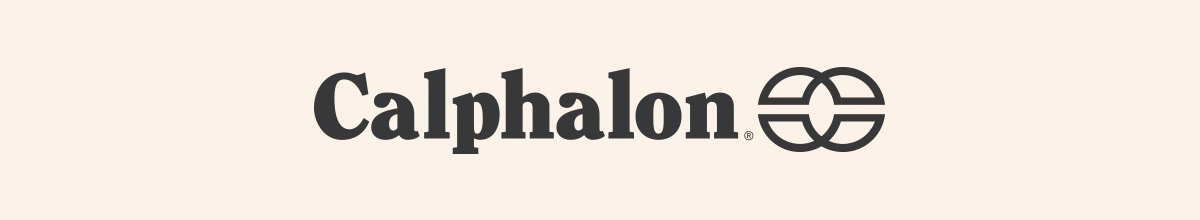 Calphalon logo with stylized double rings graphic on light background.