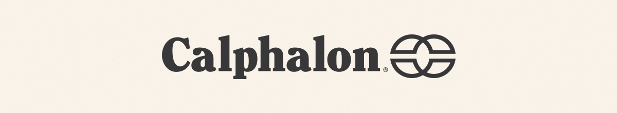 Calphalon logo with brand name in black serif font and circular emblem on a light background.