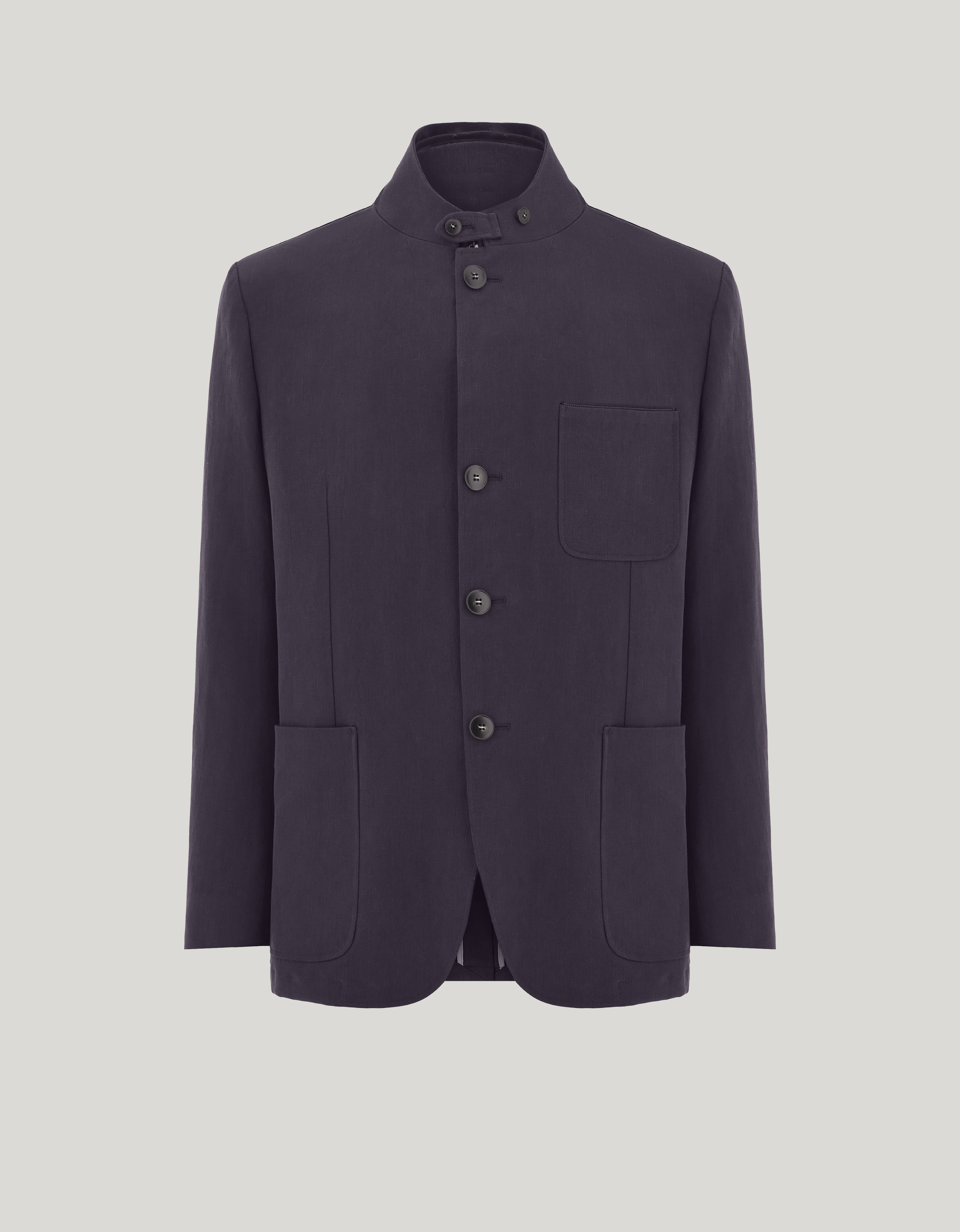 Men’s elegant navy blue pure linen jacket_31120-CU06017-302