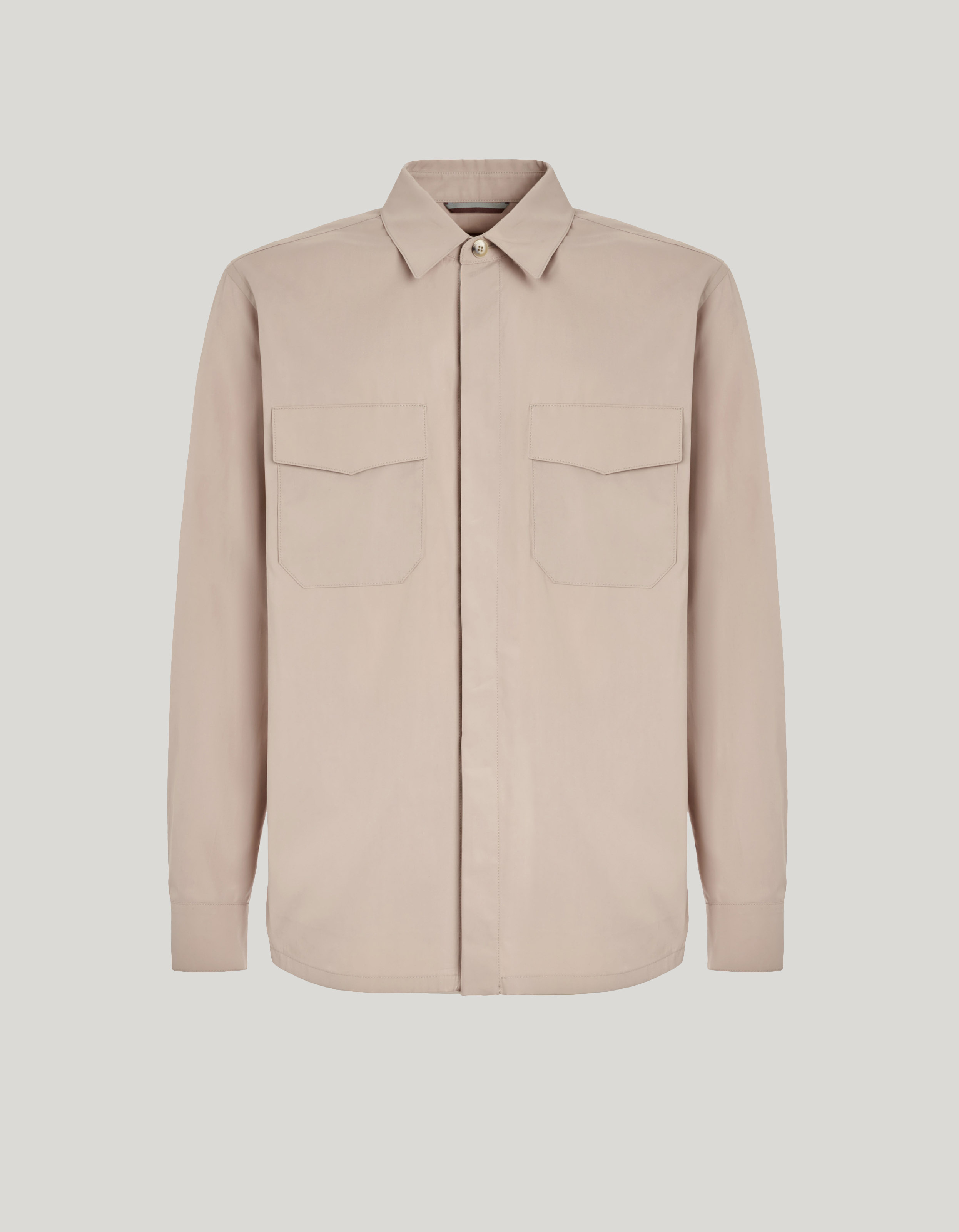 Men's beige pure cotton Canali Nuvola overshirt_31021-AV05971-702