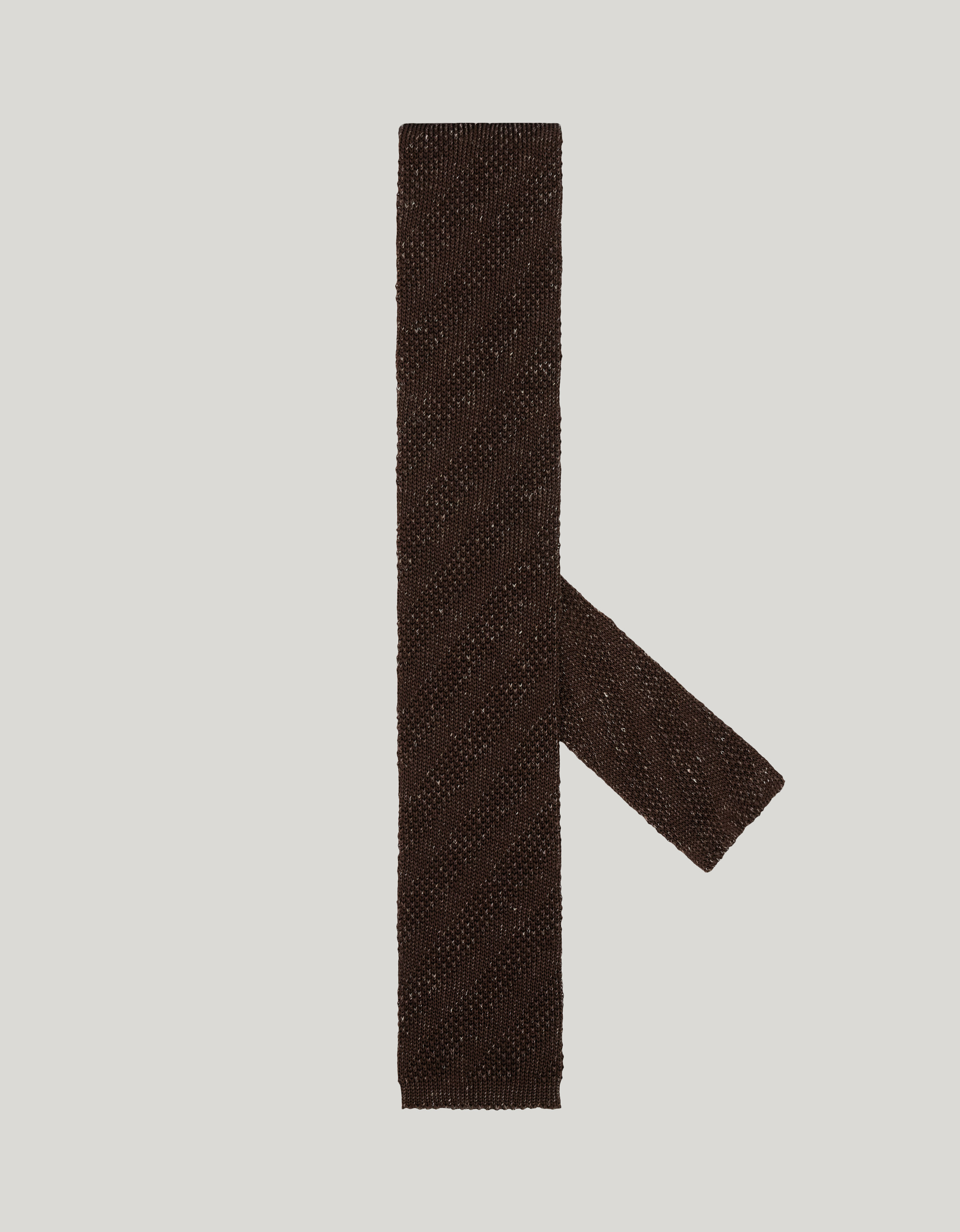 Brown knit silk and linen blend tie_16-HJ04535-1