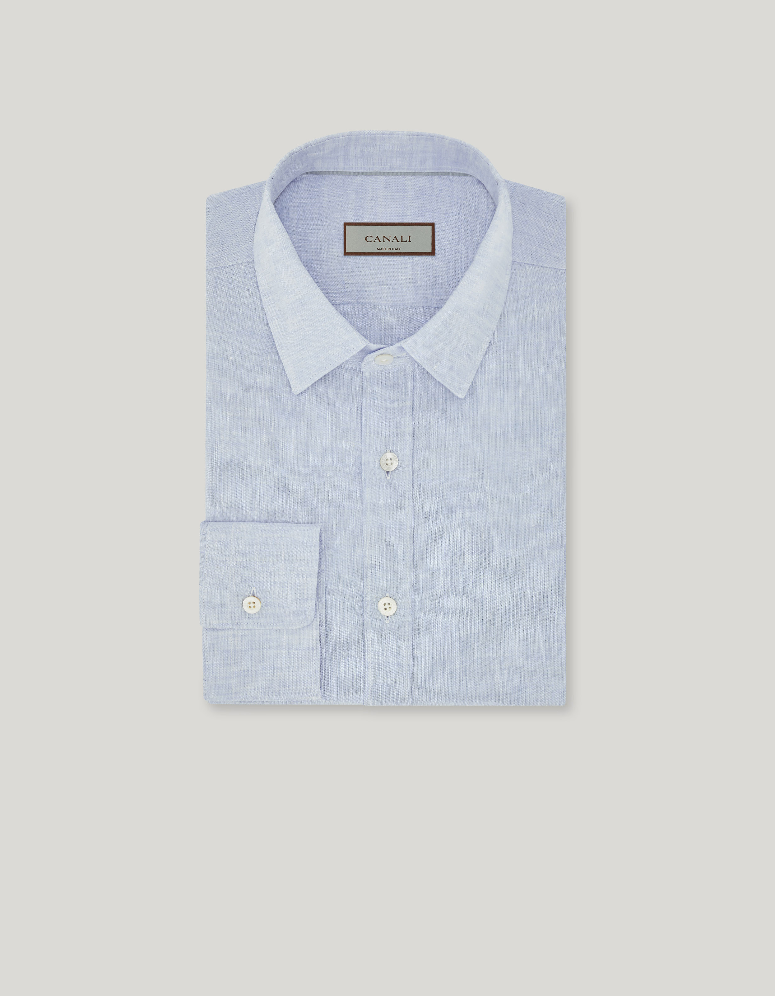 Men's sky blue regular-fit linen shirt_CSL7077-GL03099-401