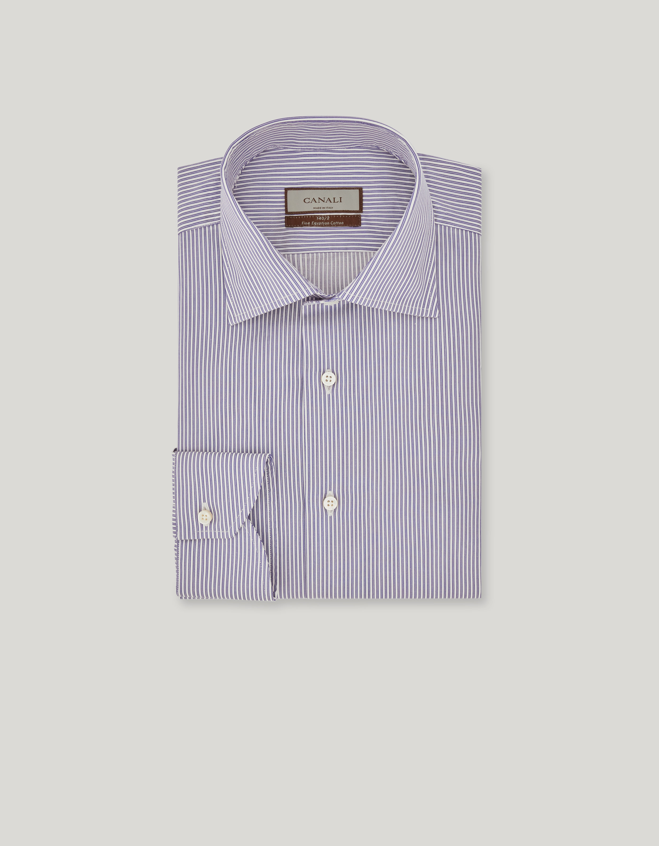 Men's white and blue striped regular-fit cotton shirt_ECL7018-GX03785-302