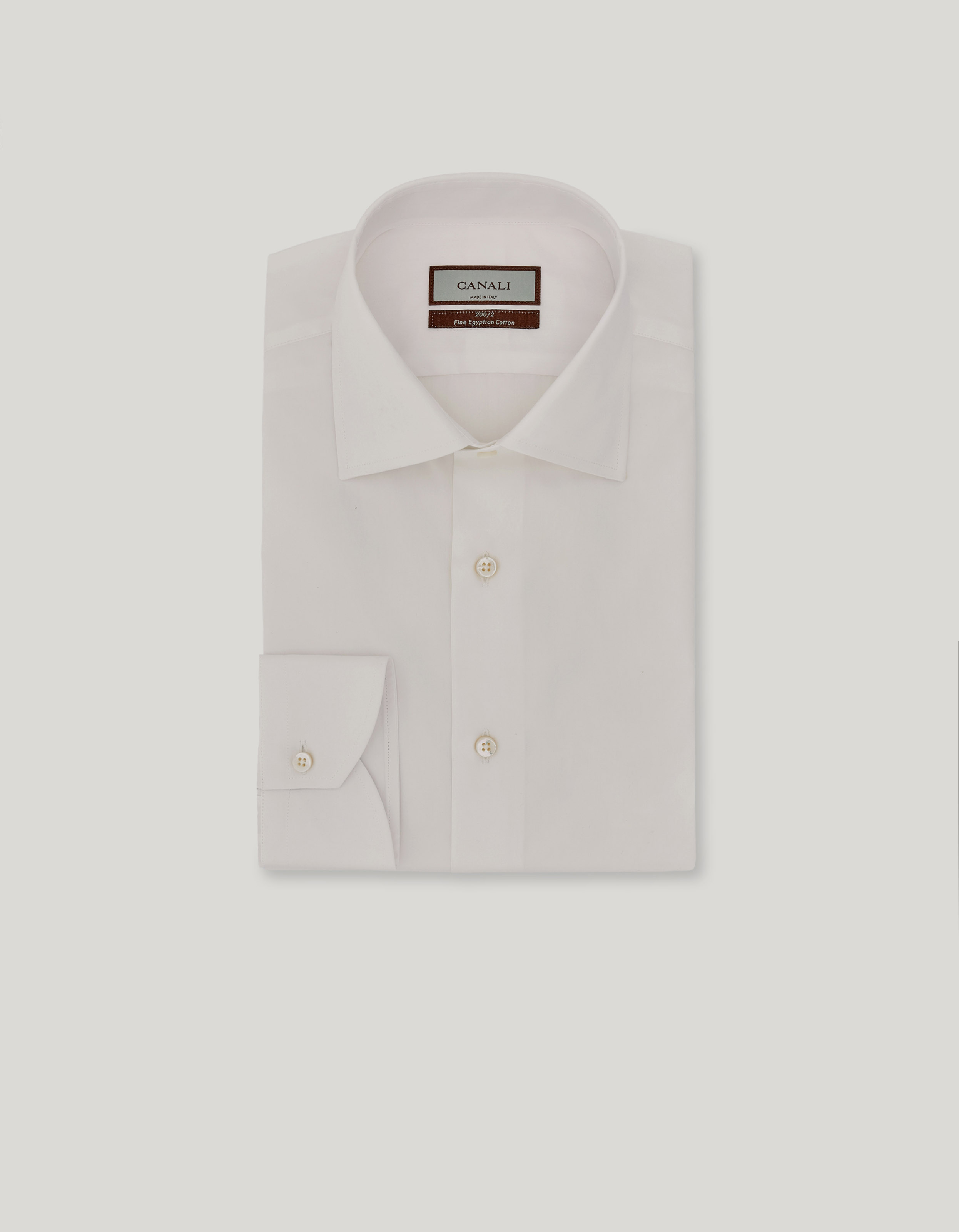 Men's luxury white regular-fit cotton shirt_ECL7018-GX03477-001