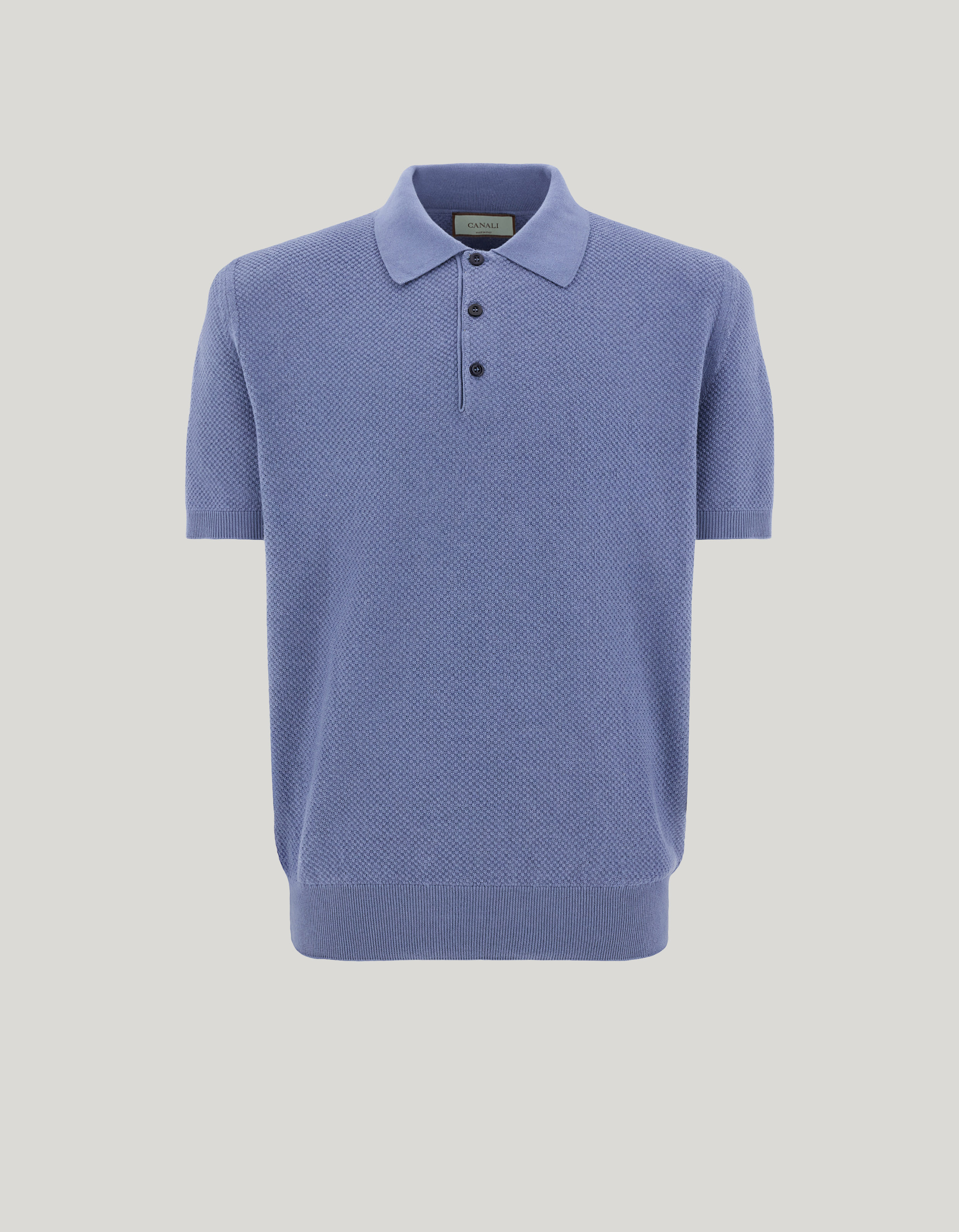 Short-sleeved cotton micro-jacquard polo shirt_C0127-MK02461-420