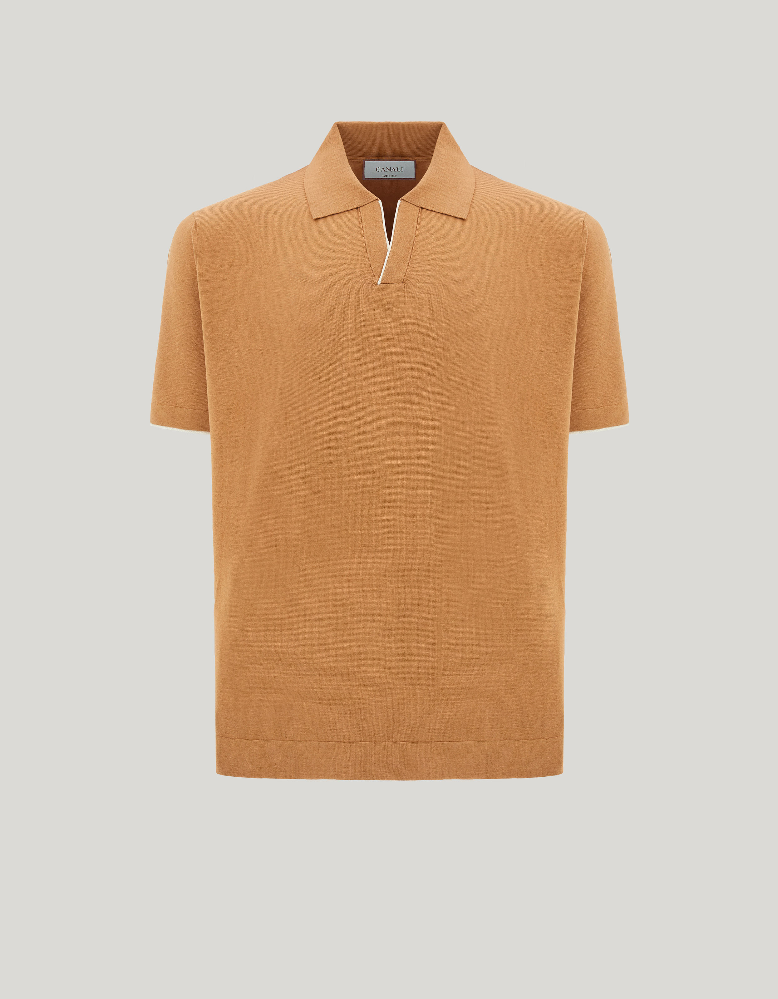 Cotton and silk polo shirt with contrasting piping_C1199-MK02465-740