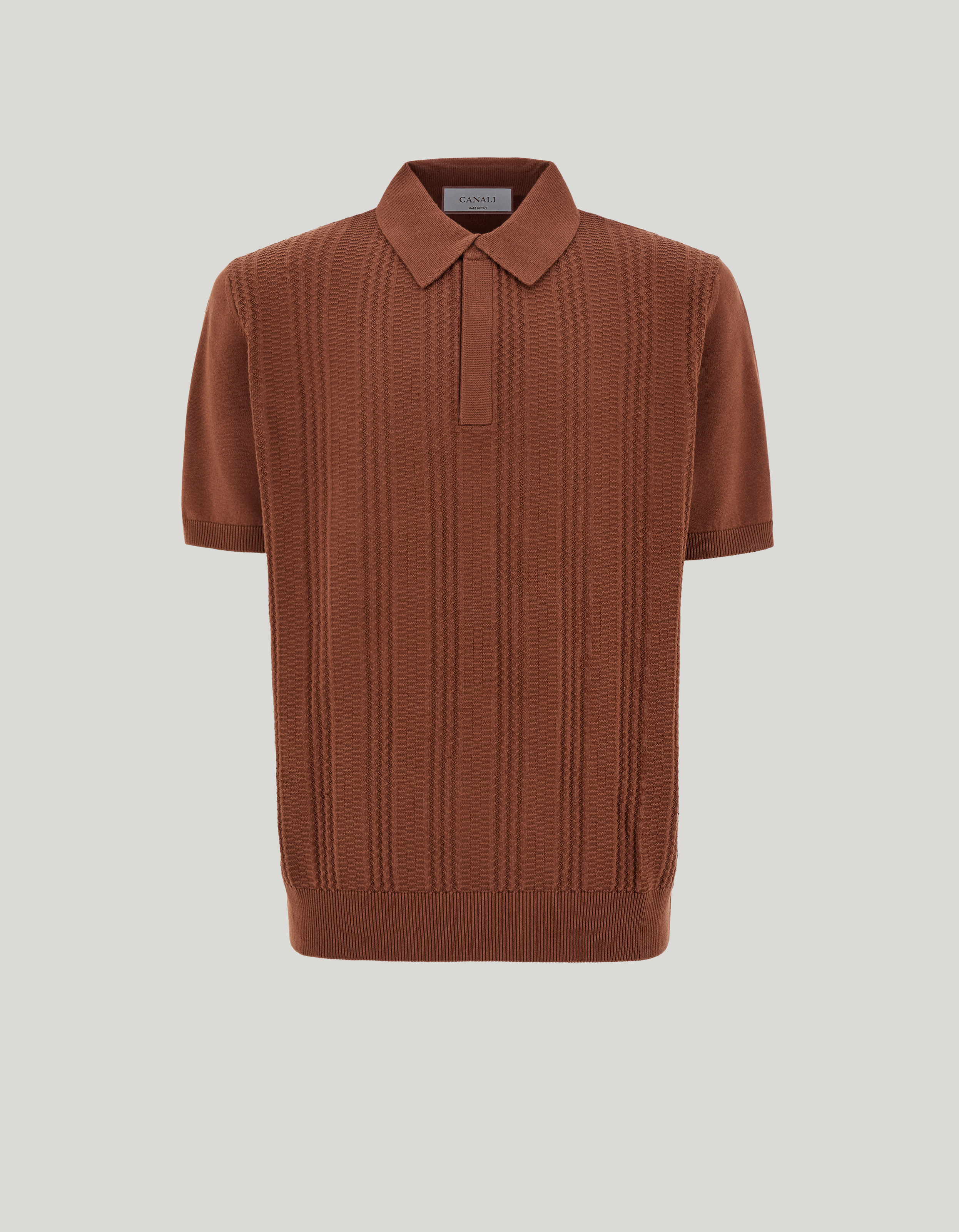 Brown short-sleeved cotton polo shirt_C1177-MK02463-760