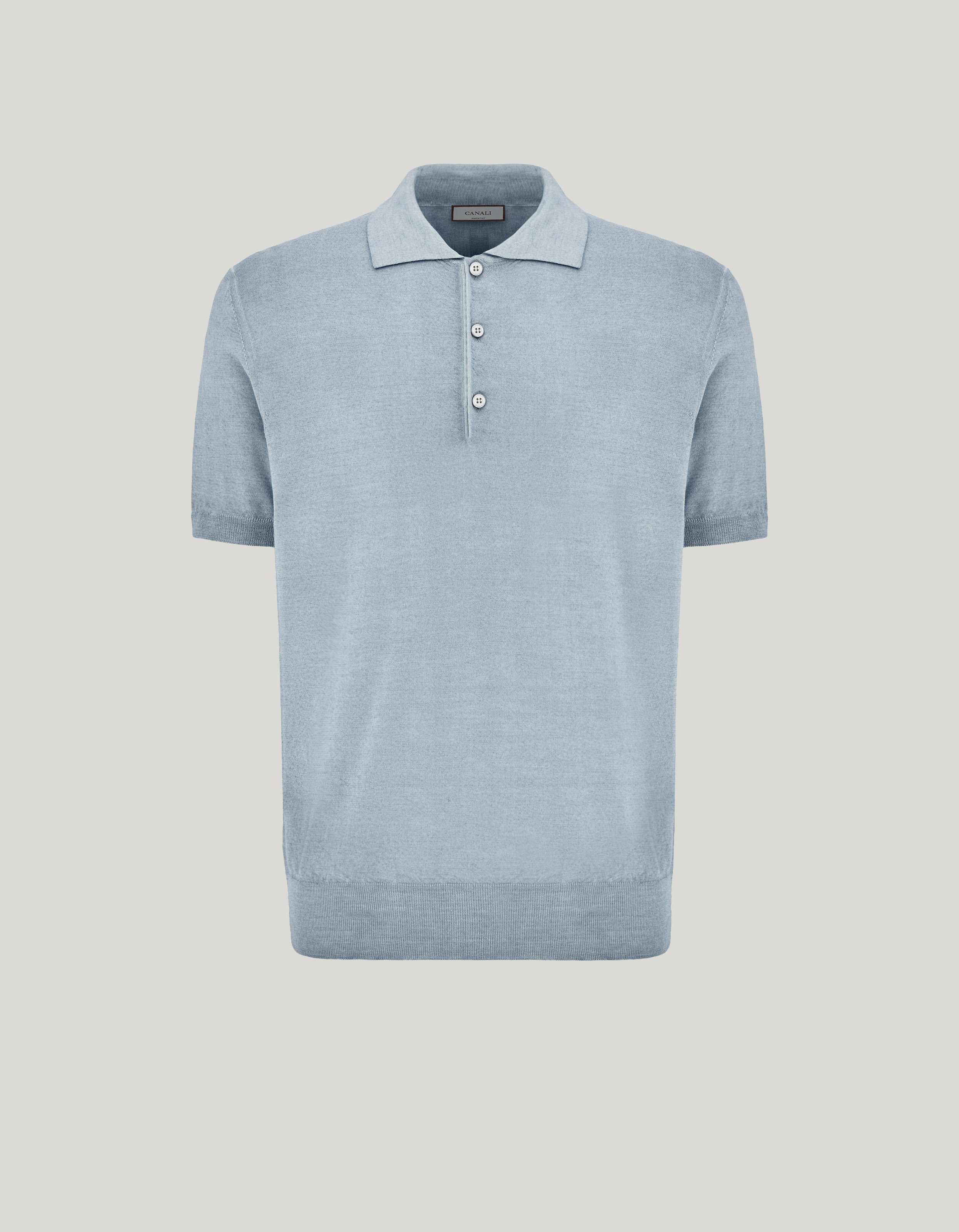 Men’s green wool and silk polo shirt_C0127-MX01165-821