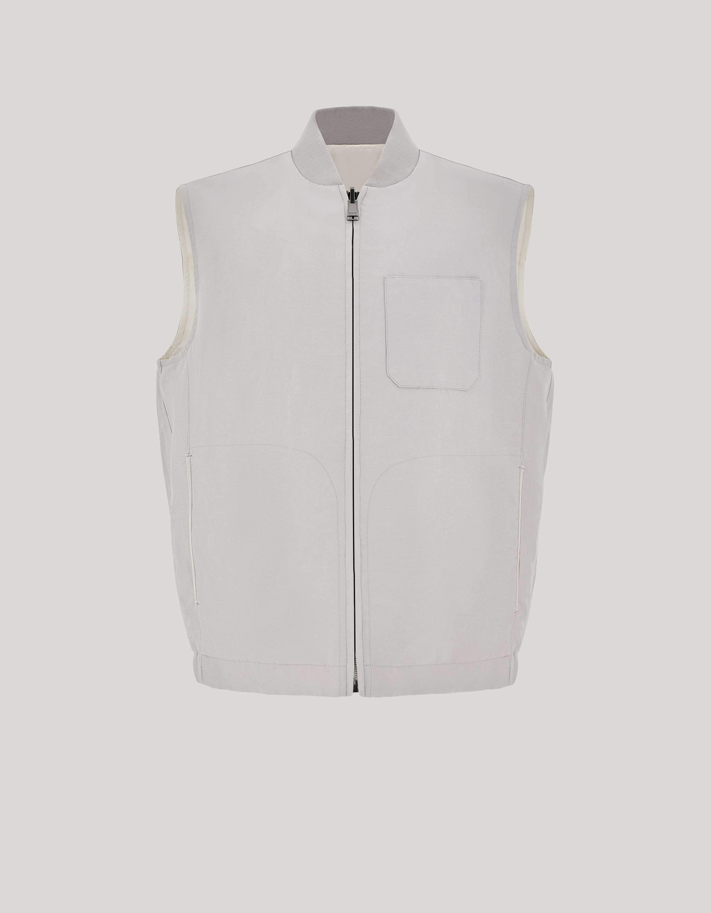 Light grey linen and silk reversible vest_O41131-AX03156-203