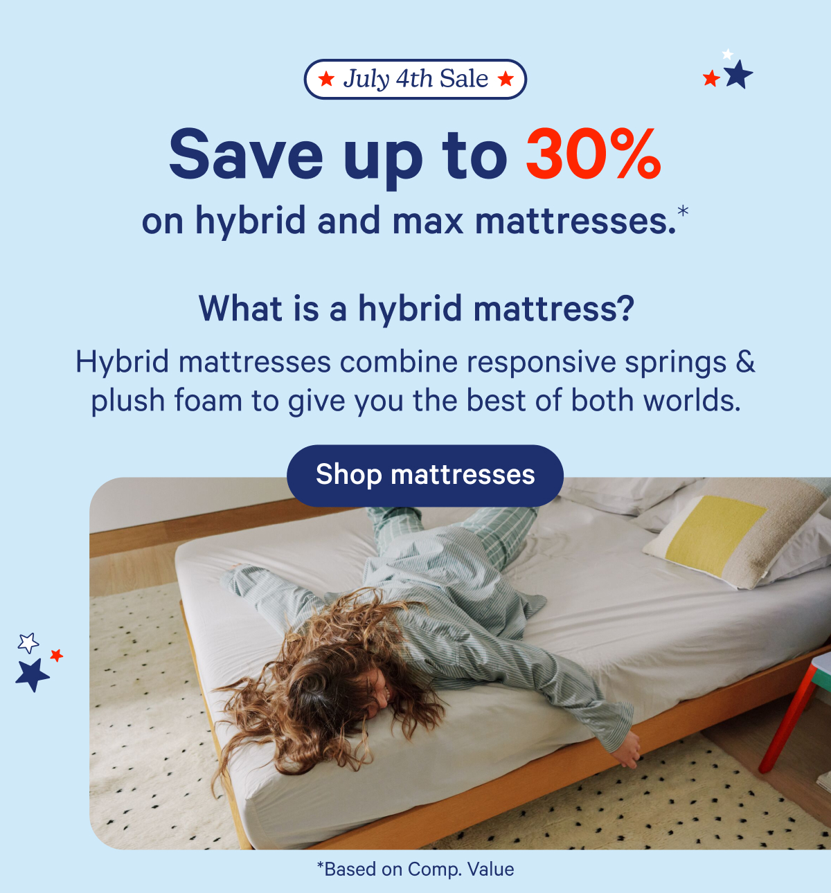 Save up to 30% on hybrid and max mattresses