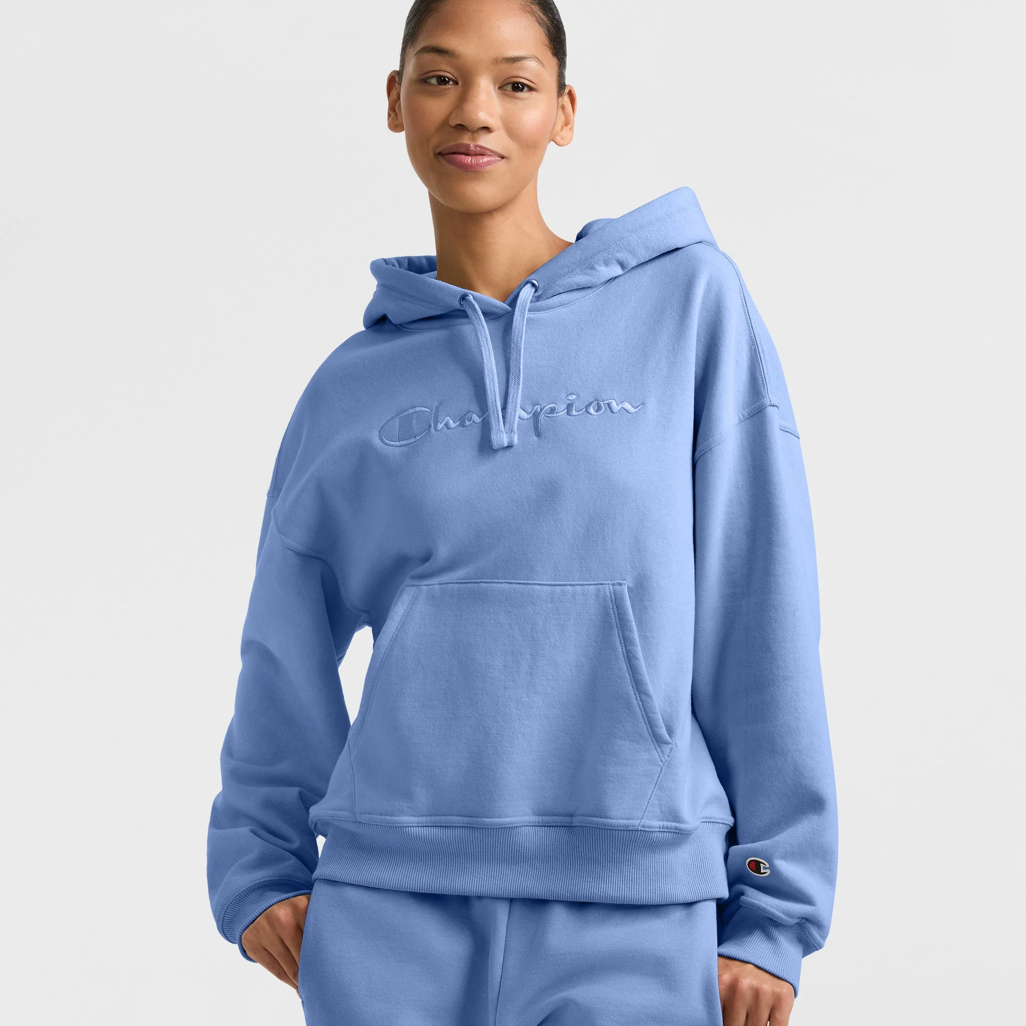 Image of Powerblend Hoodie, Relaxed, Full Embroidered Script Logo