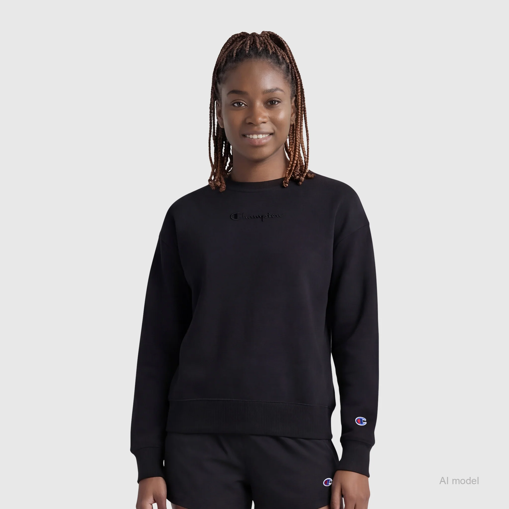 Image of Powerblend Crewneck Sweatshirt, Embroidered Script Logo